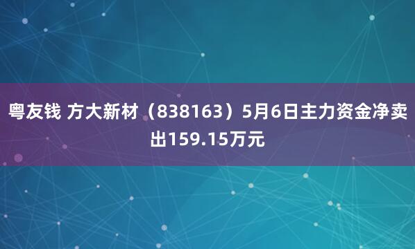 粤友钱 方大新材（838163）5月6日主力资金净卖出159.15万元