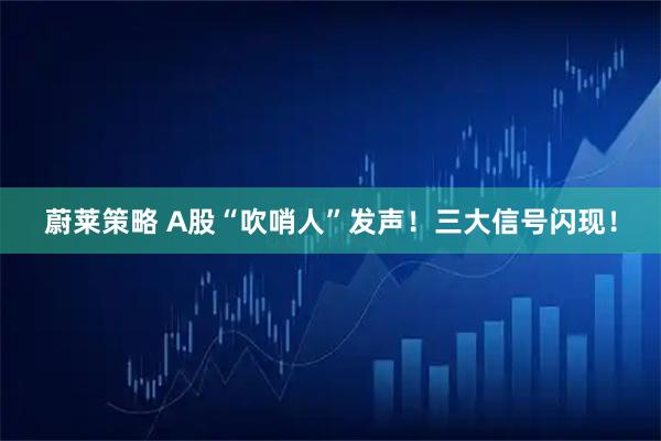 蔚莱策略 A股“吹哨人”发声！三大信号闪现！